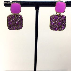 NEW MISS 21 LIGHT PURPLE RHINESTONE PIERCED EARRINGS